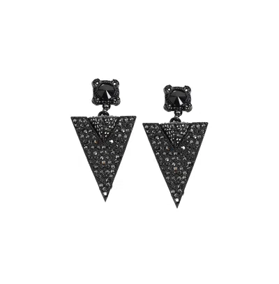 Sohi Embellished Triangle Drop Earrings In Black
