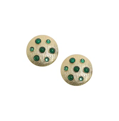 Sohi Emerald Cascade Stud Earrings In Green