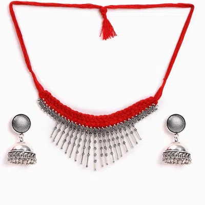 Sohi Ethnic Oxidised Thread Necklace Set In Multi