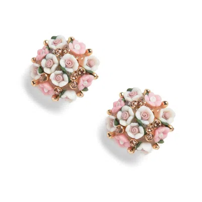 Sohi Floral Designed Earrings In Silver
