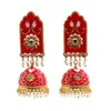 Sohi Floral Drop Earrings In Red