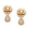 Sohi Floral Drop Earrings In Brown