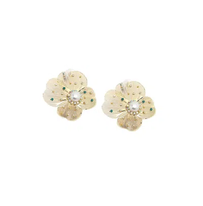 Sohi Floral Palmate Drop Earrings In Gold