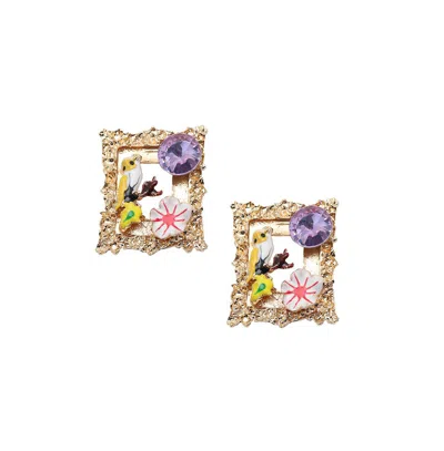 Sohi Floral-portrait Drop Earrings