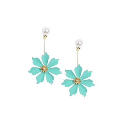 Sohi Floral Symphony Drop Earrings In Blue