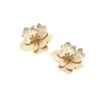 Sohi Flower Stud Earrings In Brown