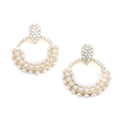 Sohi Gold Color Gold Plated Party Designer Stone And Pearls Drop Earring For Women's