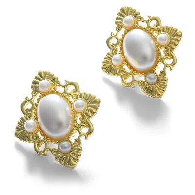 Sohi Gold Color Gold Plated Pearl Beaded Earring For Women's
