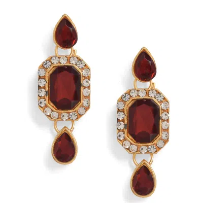 Sohi Gold-plated Bead And Artifical Stone Jewellery Set In Red