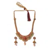 Sohi Gold-plated Blue Stone Studded Beaded Jewellery Set In Gold