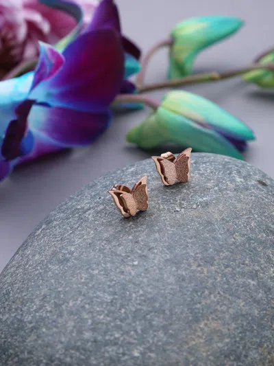 Sohi Gold Plated Butterfly Studs In Silver