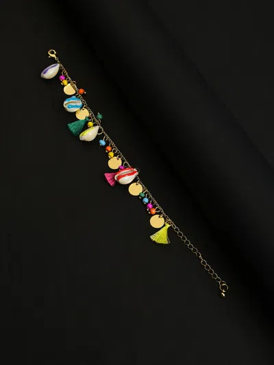 Sohi Gold Plated Designer Anklet In Blue