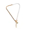 Sohi Gold Plated Key Pattern Necklace In Gold