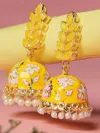 Sohi Gold-plated Meenakari Jhumkas Traditional Earrings In Silver