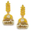 Sohi Gold-plated Meenakari Jhumkas Traditional Earrings In Yellow