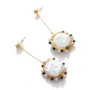 Sohi Gold Plated Pearl Beaded Drop Earring In Gold