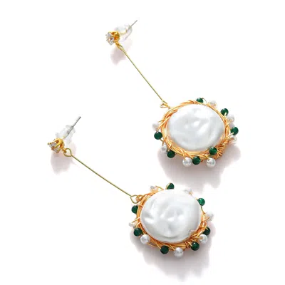 Sohi Gold Plated Pearl Beaded Drop Earring
