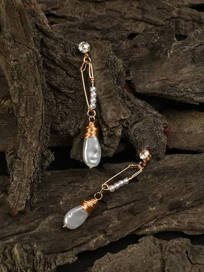 Sohi Gold Plated Pearl Beaded Drop Earring