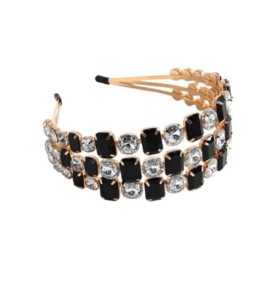 Sohi Gold-plated Stones Hairband In Black