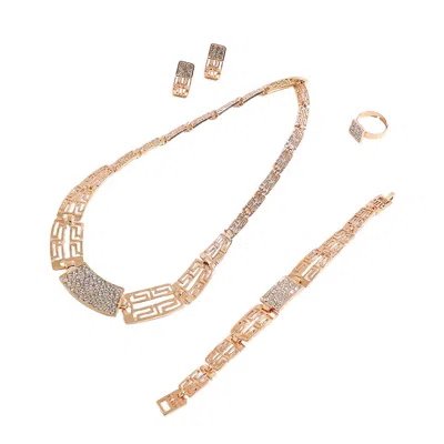 Sohi Gold-plated Stones Jewellery Set In Brown