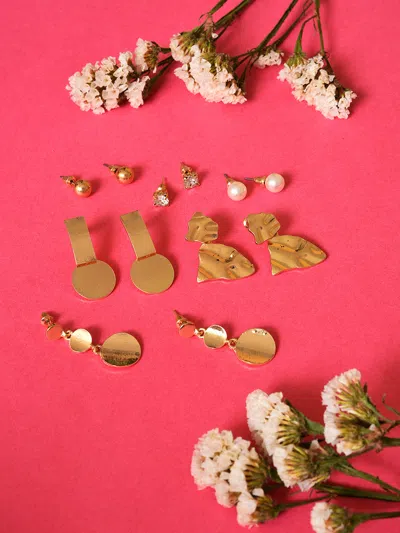 Sohi Gold-toned Contemporary Studs Earrings In Silver