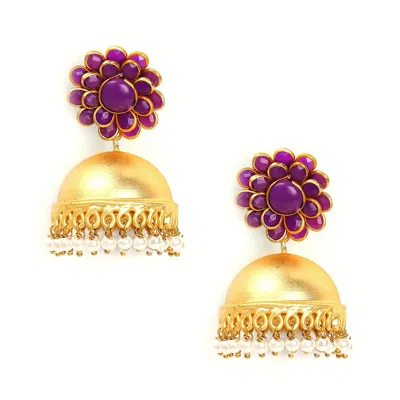 Sohi Gold-toned Dome Shaped Jhumkas Earrings In Multi