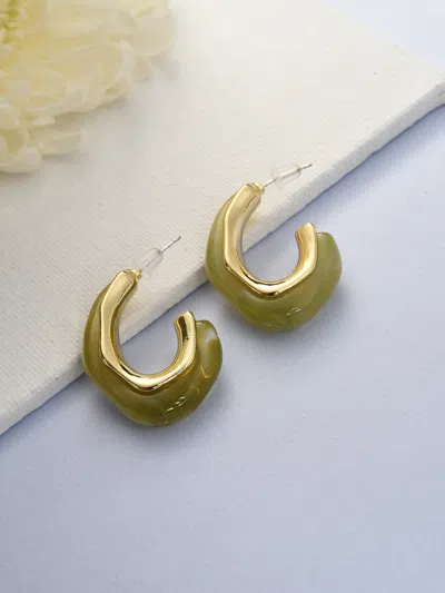 Sohi Green Contemporary Hoop Earrings In Yellow