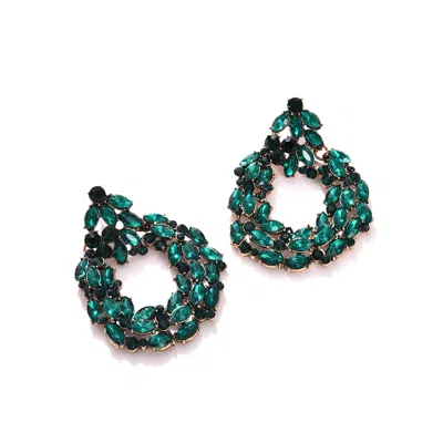 SOHI GREEN DESIGNER STONE DROP EARRING FOR WOMEN'S