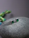 Sohi Green Silver-toned Contemporary Studs Earrings