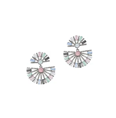 Sohi Half Circular Drop Earrings In Silver