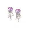 Sohi Heart-stone Drop Earrings In Purple