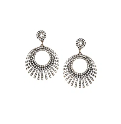 Sohi Hollow Circular Drop Earrings In Silver