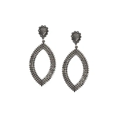 Sohi Intricate Antique Drop Earrings In Silver