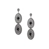 Sohi Intricate Stone Oval Long Drop Earrings In Black