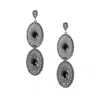 Sohi Intricate Stone Oval Long Drop Earrings In Metallic