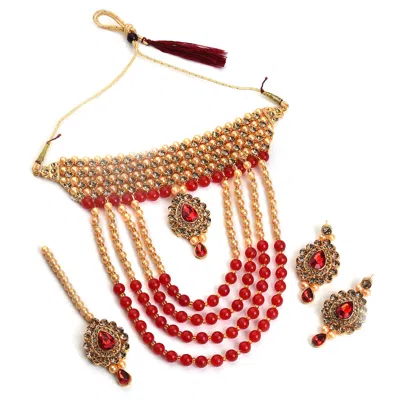 Sohi Kundan Gold Plated Necklace Set In Multi