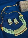 Sohi Kundan Meenakari Jaipuri Choker Set In Green
