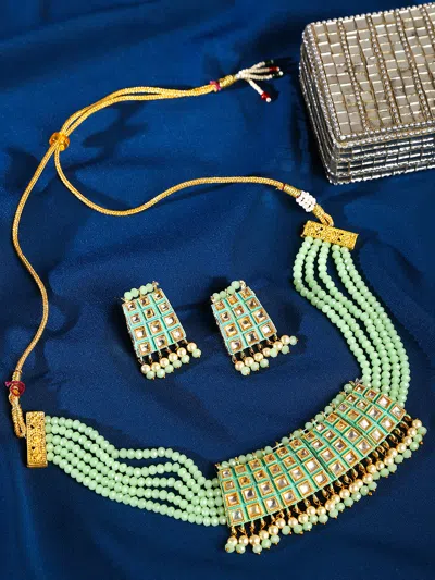 Sohi Kundan Meenakari Jaipuri Choker Set In Neutral