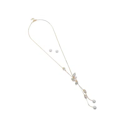 Sohi Leaf Drop Negligee Necklace In Silver
