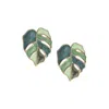 Sohi Leaf Stud Earrings In Green