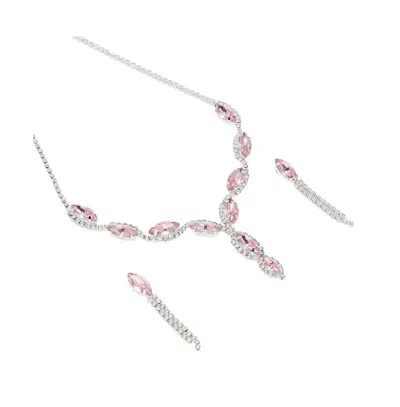Sohi Marquise Jewellery Set In Pink