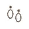 Sohi Maxi Daisy Intricate Oval Drop Earrings In Silver