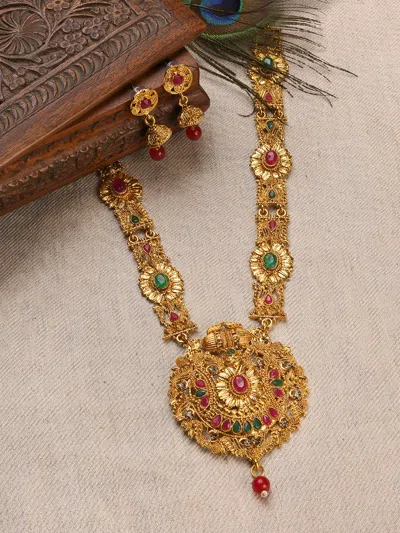 Sohi Meenakari Gold Plated Necklace Set In Silver