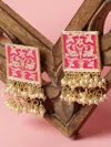 Sohi Meenakari Pearl Laheriya Studs In Pink