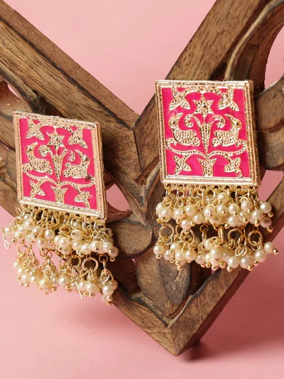 Sohi Meenakari Pearl Laheriya Studs In Gold