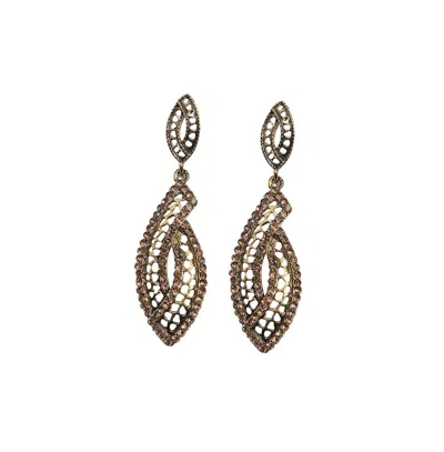 Sohi Metallic Abstract Drop Earrings In Gold