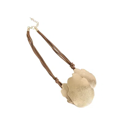 Sohi Metallic Cascade Statement Necklace In Gold