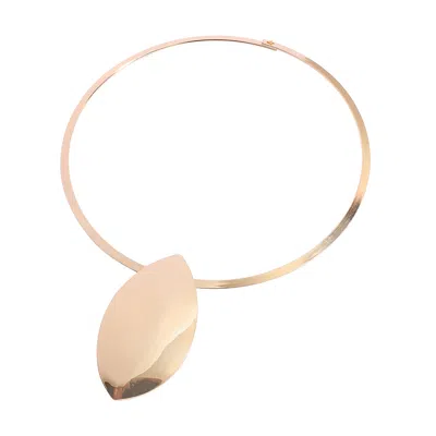 Sohi Metallic Oblong Necklace In Gold