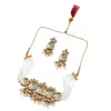 Sohi Mirror-stone Jewellery Set In Silver