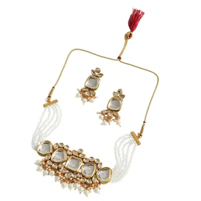 Sohi Mirror-stone Jewellery Set In Silver